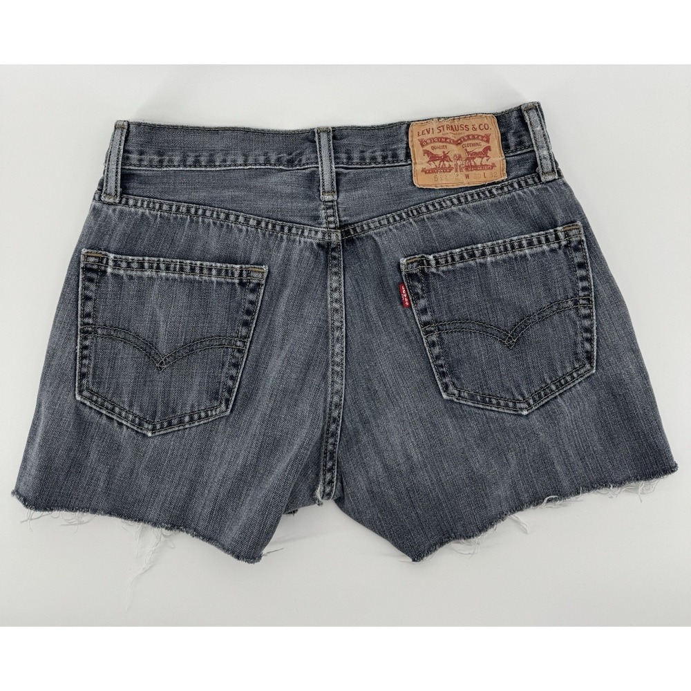 Levi's 511 Women's High Rise Cut Off Gray Denim Shorts‎ Slim Distressed Size 30W